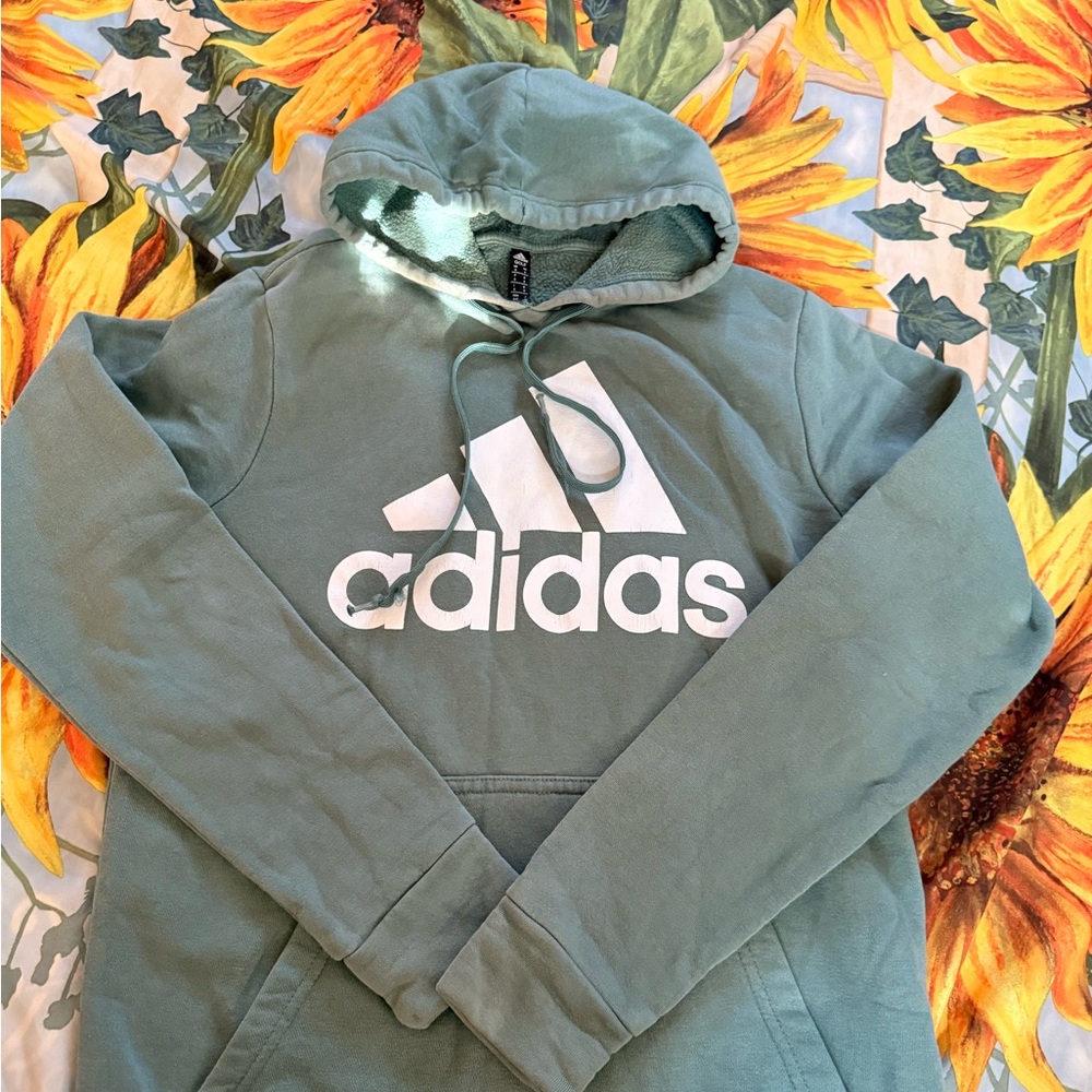 Adidas Green Hoodie with White Logo